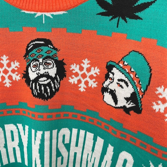 NWOT Ugly Christmas Sweater Merry Kushmas Cheech and Chong Men's XL - Picture 3 of 9